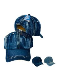 24 Pieces Denim Washed Hat Buckle Back - Baseball Caps & Snap Backs
