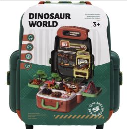 6 Sets 30pc Dinosaur World Play Set In 12.5-Inch Backpack W/ Handle - Boys Toy Sets