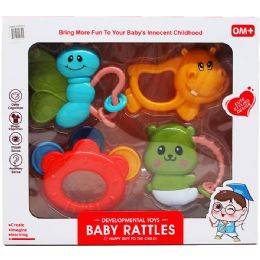 12 Sets 4pc Baby Rattle Play Set In Window Box, 2 Assrt Styles - Baby Toys