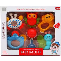 12 Sets 6pc Baby Rattle Play Set In Window Box, 2 Assrt Styles - Baby Toys