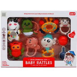 12 Sets 8pc Baby Rattle Play Set In Window Box, 2 Assrt Styles - Baby Toys