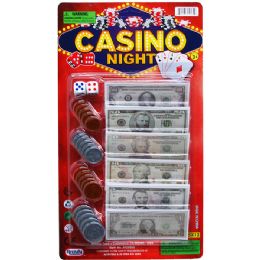 96 Sets 24 Asst Bills & Coins Casino Night Money Set On Card - Boys Toy Sets
