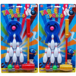 48 Pieces 11pc Polo & Bowling Table Game On Blister Card, 2 Assrt Clrs - Magic & Joke Toys