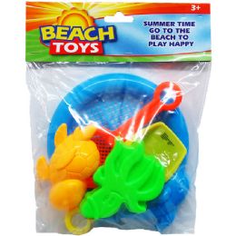 72 Sets 5pc Beach Toys Set In Poly Bag With Header, 2 Assrt - Beach Toys