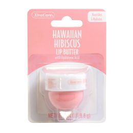 24 Wholesale Lip Butter .34oz Hawaiian Hibiscus W/hyaluronic Acid Jar Spa Luxury Carded Peggable