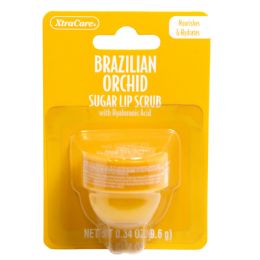 24 Wholesale Lip Scrub .34oz Brazilian Orchard W/hyaluronic Acid Jar Spa Luxury Carded Peggable