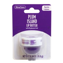 24 Wholesale Lip Butter .34oz Plum Island W/hyaluronic Acid Jar Spa Luxury Carded Peggable