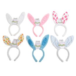 24 of Bunny Ear Headband 6asst Printed/satin Barbell
