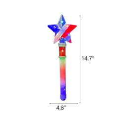 48 Pieces Light Up Star Wand W/ Usa Flag & Battery - Light Up Toys