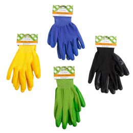 48 Wholesale Garden Gloves Nitrile Coated 4ast Solid Colors Garden Card