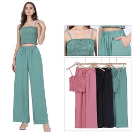 48 Sets Ladies 2pcs Set Tan Top and Pants One Dozen Mix Colors and Mix Size S/m, L/xl - Womens Sundresses & Fashion