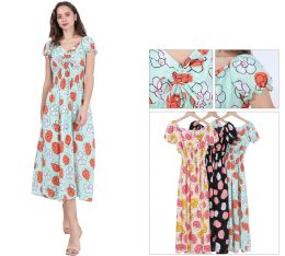 36 Pieces Ladies Long dress Floral One Dozen Mix Colors and Mix Sizes S/m, L/xl - Womens Sundresses & Fashion