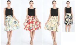 48 Pieces Women's Sleeveless Colorblock Floral Print Dress with Waist Tie S-M, L,XL - Womens Sundresses & Fashion