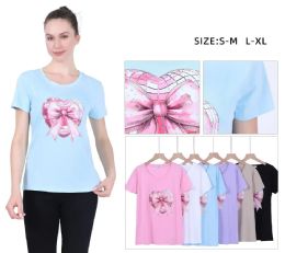 Women's Fashion T Shirt Heart & Bow S-M/L-xl
