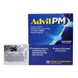 125 Pieces 2-Piece ADVIL PM Caplets - Pain and Allergy Relief