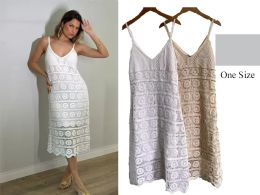 48 Pieces Women's Bohemian Crochet OpeN-Knit Midi Dress One Size - Womens Sundresses & Fashion