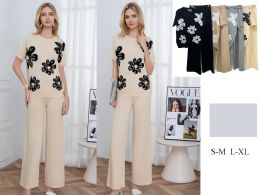 48 Pieces Women's Floral Knit 2-Piece Lounge Set S-M/L-xl - Womens Sundresses & Fashion