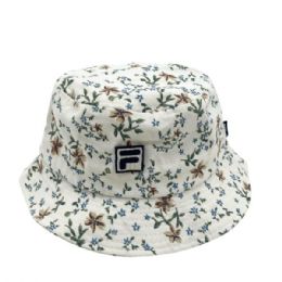 72 pieces Fila Unisex Floral Print White Bucket Hat - Bucket Hats