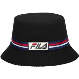 72 pieces Fila Unisex Speed Logo Reversible Black Bucket Hat - Bucket Hats