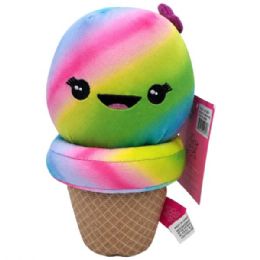 12 Wholesale Laur Diy Plush Rainbow Ice Cream Pet Rope Toy With Squeaker