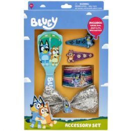 12 Wholesale Bluey Accessory Set With Hair Brush And Silver Bow
