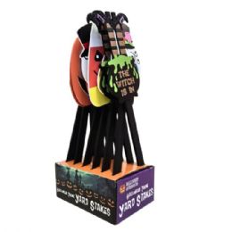24 Wholesale Assorted Halloween Theme Yard Stakes In Countertop Display