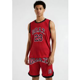16 Pieces Mens 2-Piece Jersey And Short Set Red/black Goat S-2xl - Men's Activewear