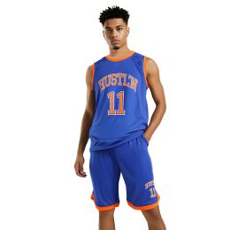 16 Pieces Mens 2-Piece Jersey And Short Set Royal/orange (hustl'n) S-2xl - Men's Activewear