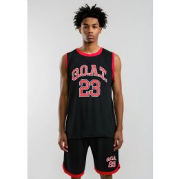 16 Pieces Mens 2-Piece Jersey And Short Set Black/Red Goat S-2xl - Men's Activewear