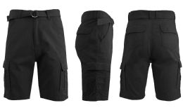 Wholesale Footwear Mens Cotton Cargo Shorts With Belt Black Size 30