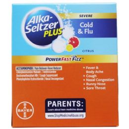 100 Pieces 2-Piece Alka Seltzer Cold & Flu Plus - Pain and Allergy Relief