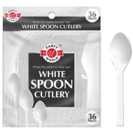 144 Wholesale 36-Piece WHITE SPOON CUTLERY