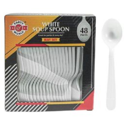 48 Wholesale 48-Piece HEAVY DUTY WHITE SOUP SPOON IN PRINTED BOX