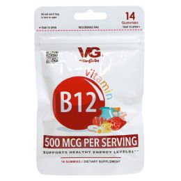 24 pieces Vitamin 14ct Gummies Vitamin B12 500mgc Expiry Date 10/2028 In 24pc Pdq Display Peggable Bag Vita Globe - Personal Care Items