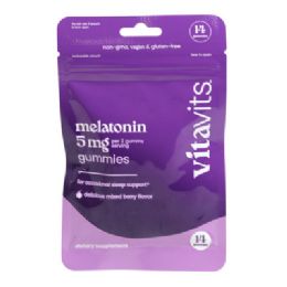 24 pieces Vitamin 14ct Gummies Melatonin 5mg Expiry Date 03/2028 In 24pc Pdq Display Peggable Bag Vita Globe - Personal Care Items