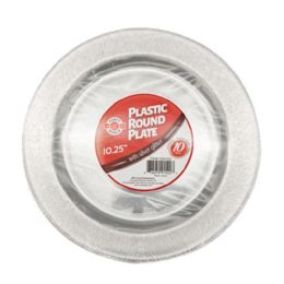 24 Pieces 10.25" Round Plate Silver Glitter 10-Piece - Plastic Bowls and Plates