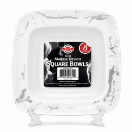 36 Pieces 12oz 8-Piece White Hotstamp Square Bowl - Plastic Bowls and Plates