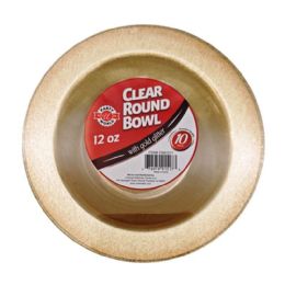 36 Pieces 12oz Round Bowl Gold Glitter 10-Piece - Plastic Bowls and Plates
