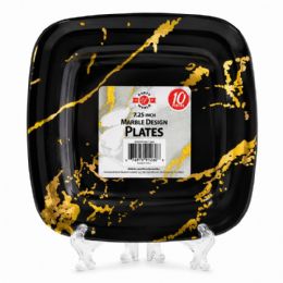 24 Pieces 7.25" Hotstamp Square Plastic Plate Black 10-Piece - Plastic Bowls and Plates