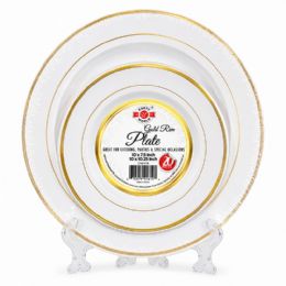 12 Pieces 7.5 Inch And 10.25 Inch 20-Piece Hot Stamp Plate Gold Rim - Plastic Bowls and Plates