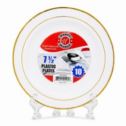 36 Pieces 7.5" Hot Stamp Plastic Plate Gold Rim 10-Piece - Plastic Bowls and Plates