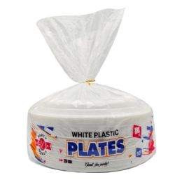 6 Pieces 10-inch Round White Plate In Bag 100-Piece - Plastic Bowls and Plates