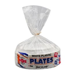12 Pieces 9-inch Round White Plate In Bag 100-Piece - Plastic Bowls and Plates