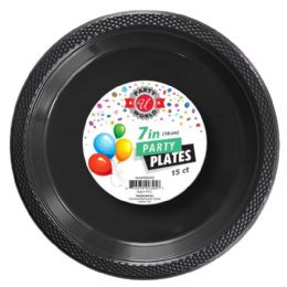 72 Pieces 7-inch Round Black Plate 15-Piece - Plastic Bowls and Plates
