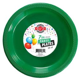72 Pieces 7-inch Round Green Plate 15-Piece - Plastic Bowls and Plates