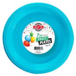 72 Pieces 7-inch Round Light Turquoise Plate 15-Piece - Plastic Bowls and Plates
