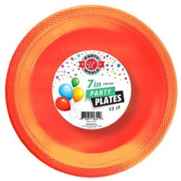 72 Pieces 7-inch Round Orange Plate 15-Piece - Plastic Bowls and Plates