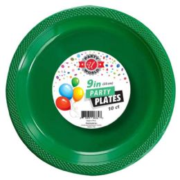 48 Pieces 9-inch Round Green Plate 10-Piece - Plastic Bowls and Plates