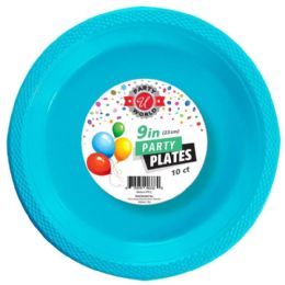 48 Pieces 9-inch Round Turquiose Plate 10-Piece - Plastic Bowls and Plates