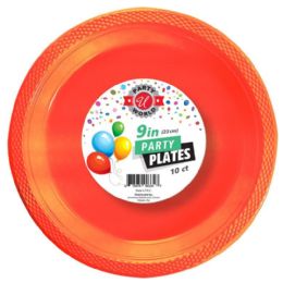 48 Pieces 9-inch Round Orange Plate 10-Piece - Plastic Bowls and Plates